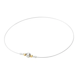 Phiten Yuzuru Hanyu's favorite item RAKUWA Necklace Wire Mirror Ball SV/GD 50cm - Picture 1 of 6