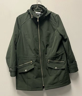 Parka utilitaria forrada de piel sintética oliva Dennis Basso - 1X para mujer Foto 1 de 4