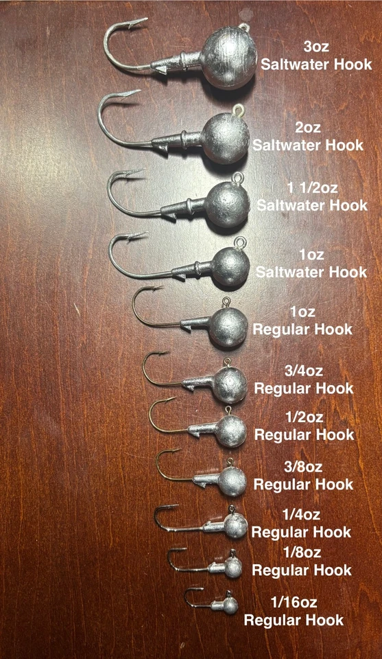 Round Jig Heads Bulk-1/16oz 1/8oz 1/4oz 3/8oz 1/2oz 3/4oz 1oz 1.5oz 2oz 3oz - Image 1 of 1