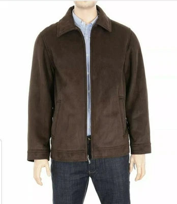 Chaqueta de bombardero Nautica cremallera frontal marrón gamuza piel sintética forrada abrigo de bolsillo para hombre talla M Foto 1 de 4