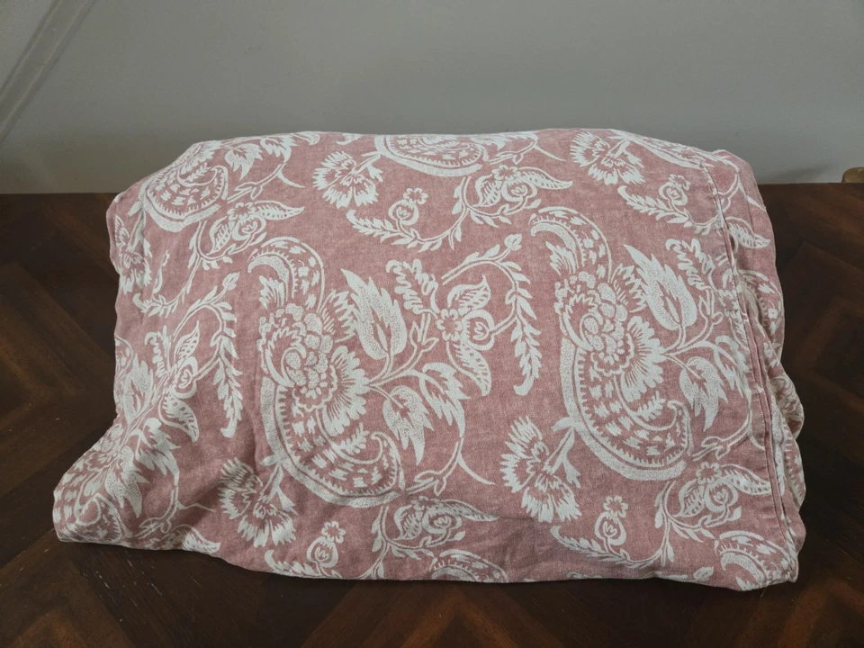 Edredón Pottery Barn Alessandra Medallion Terracotta King mezcla de lino Foto 1 de 4