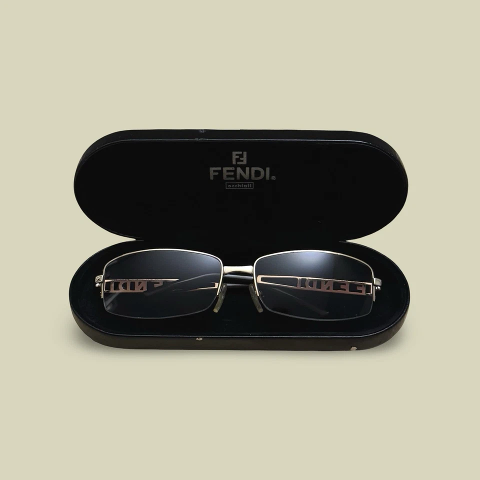 Vintage Fendi FS328 Gold Cutout Logo Sunglasses 58-16-120 Rectangular Italy - Image 1 of 4