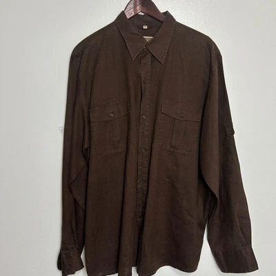 Compagnia Della Moda Shirt XXL Mens Brown Roll Tab Button Front Casual - Image 1 of 4