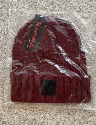 Gorro de malha DIAMOND SUPPLY CO borgonha cabo - Novo em folha/estoque morto - Tamanho único - Imagem 1 de 3