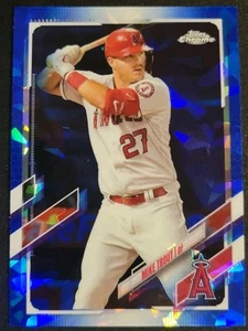 2021 Topps Chrome Sapphire #27 Mike Trout Base Refractor LA Angels Plus Base - Picture 1 of 8