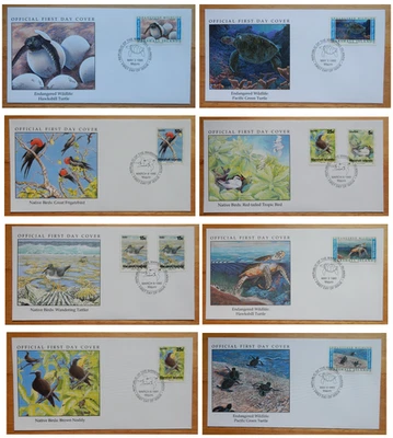 Set of 8 First Day of Issue Stamped Envelopes 1990 - Endangered Wildlife - Image 1 of 4