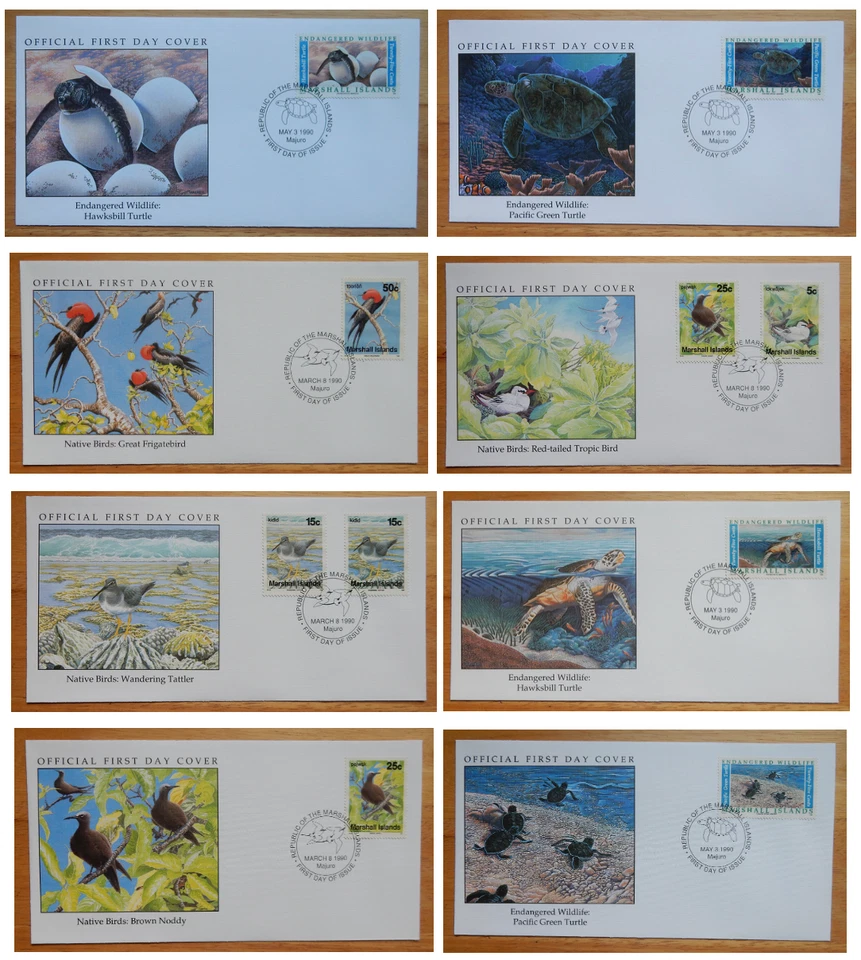 Set of 8 First Day of Issue Stamped Envelopes 1990 - Endangered Wildlife - Image 1 of 4