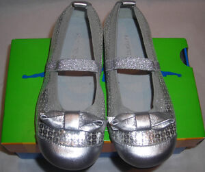 Perfection Jumping Jacks Girls Martina Silver Leather Dress Shoes 7 M 603042A