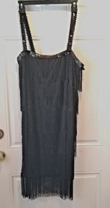 Just Pretend by Wyla size XL Black Fringe/Sequin Flapper roaring 20s Dress LOL58 - Picture 1 of 8