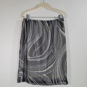 Falda De Colección TRÁGICAMENTE HIP Lentejuelas Remolinadas Talla XL 90s Y2K Malla Transparente Pull On - Imagen 1 de 8