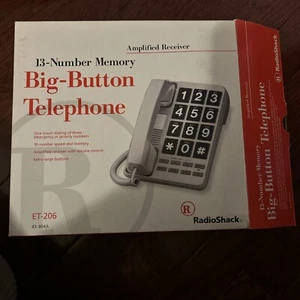Radio Shack Big Button Telephone #ET-3241 w/ Amplified Receiver - Dove Gray - Zdjęcie 1 z 5