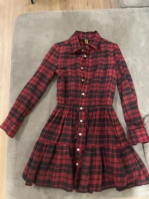Ralph Lauren Girls Sz 7 Red Plaid Dress Long Sleeve 100% Cotton Tartan - Image 1 of 4