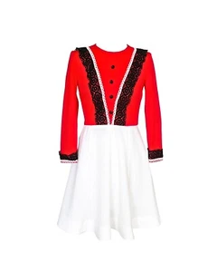 WOMEN'S/LADIES 60'S VINTAGE CLOTHES,  RED/WHITE MINI SKATER FOLK BOHO DRESS, 8 - Picture 1 of 7