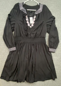 Vestido tórrido para mujer 3X talla grande negro patinador línea A smocking hippie cuello en V - Imagen 1 de 14