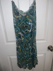 Hula Bay Blue Paisley Strapless Romper XL (3) - Picture 1 of 4