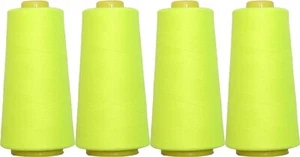 4 BIG CONES NEON YELLOWE SERGER SEWING THREAD 2750 YD TEX 27 40S/2-THREADART - Picture 1 of 8