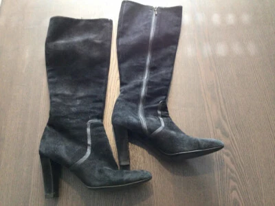 Zara Damen Stiefel, Wildleder-Imitat, schwarz, Gr. 39, gebraucht - Bild 1 von 4