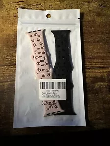 Pair Of Paw Print Apple Watch Bands Pink And Black Size 38/40/41 - Zdjęcie 1 z 2