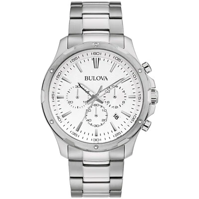 Bulova Men's Classic Swiss Chronograph Calendar Quartz Silver Watch 43 MM 96B335 - Image 1 of 4