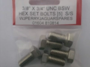 Juego de tornillos de cabeza hexagonal 3/8"" X 3/4"" UNC BSW A2 ACERO INOXIDABLE X 5 - Imagen 1 de 1