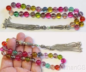 Luxus Gebetsperlen Tesbih Multicolor Turmalin & Sterling Selten Sammlerstück - Bild 1 von 1