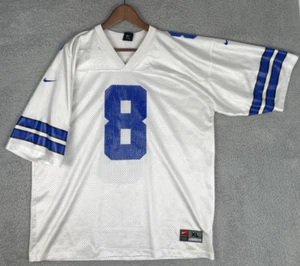 Vintage 90s Nike Jersey Troy Aikman #8 Dallas Cowboys Mens XL White Blue NFL HOF - Picture 1 of 14
