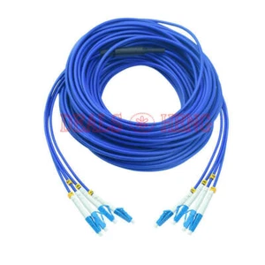 50M Fiber Optic Patch Cord Indoor Armored Cable Single-Mode LC-LC 4 Strand 9/125 - Afbeelding 1 van 1