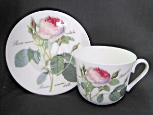 REDOUTE ROSE BREAKFAST CUP SAUCER, Made in England by ROY KIRKHAM, Fine Bone 