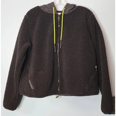 Chaqueta con Capucha JOY LAB Sherpa Forrada de Vellón Negra Neón Bolsillos con Cremallera Para Mujer M Nueva con Etiquetas Foto 1 de 4