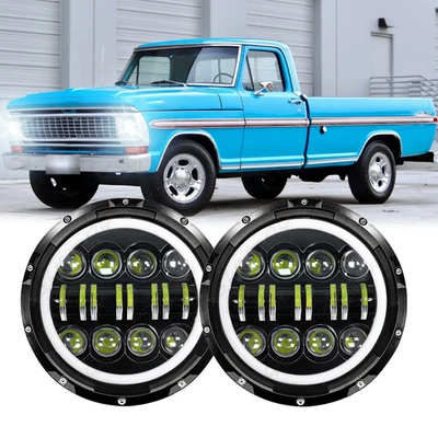 Par de faros LED halo redondos de 7" lámpara de haz alto-bajo para Dodge W100 W200 W300 Dart Foto 1 de 4