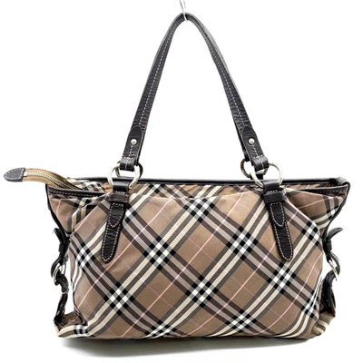 Auténtico Bolso de Hombro Burberry London Etiqueta Azul Nova Check Nylon Cuero NS111288 Foto 1 de 4