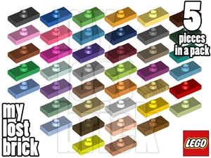 LEGO - Part 15573 - Plates 1x2 with Stud (Pack of 5) + NEW + SELECT COLOUR - Picture 1 of 42