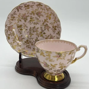 Tuscan English Bone China Tea Cup & Saucer ‘Sunshine’ Pink Gold Rose Chintz VTG - Picture 1 of 10