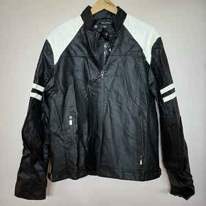 Giacca biker fritta denim ecopelle bianco e nero taglia XL - Foto 1 di 10