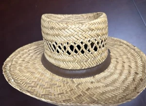 DPC Authentic Straw Hat Handmade Headwear Since 1921 Large Brim Fedora Brown VTG - Picture 1 of 5