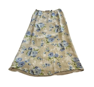 Falda floral de seda Y2K Kate Hill azul tropical talla 12p para mujer’s  Foto 1 de 4
