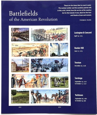 Battlefields of the American Revolution 15 Forever Stamps Sheet - Image 1 of 2