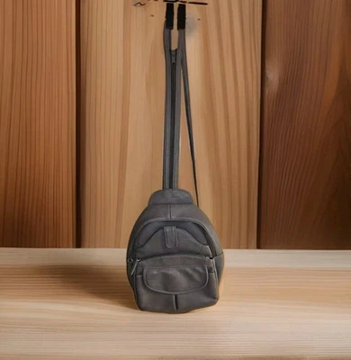 Gray Crossbody Backpack Purse Adjustable Straps Multi Pocket Travel Bag - Image 1 of 4