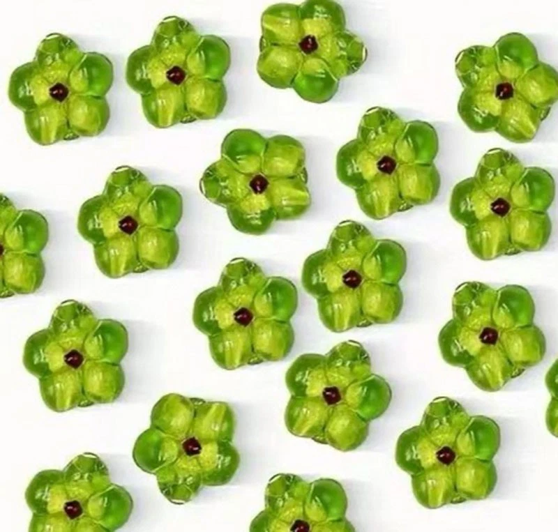20 cuentas de flores verdes de vidrio de murano hechas a mano 14 mm Foto 1 de 1
