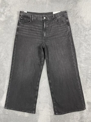 American Eagle Jeans Womens 18 Short Black Curvy Super High Rise Baggy Wide Leg - Image 1 of 4