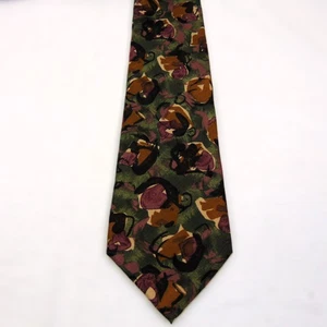 Stetson Paris Vintage Silk Tie Green Brown Abstract Print Made in Italy 56" - Picture 1 of 8
