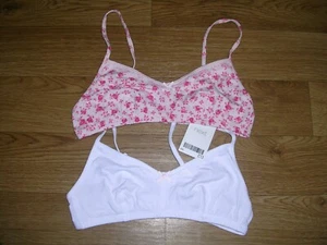 BNWT NEXT Girls White Pink Bralettes Bras Crop Tops 32A NEW - Picture 1 of 2