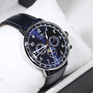 Zeppelin Hindenburg Moon Phase Blue Dial Men's Watch 7036-3 LZ129 - Picture 1 of 9