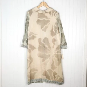NWT Vintage Bergmans Silk Beaded Sheer Dress Long Sleeve Sz 20 60’s Union Made - Picture 1 of 5