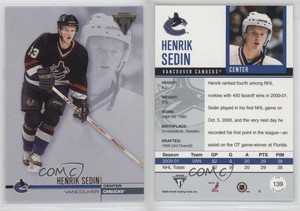 2001-02 Pacific Private Stock Titanium Retail Henrik Sedin #139 HOF