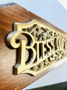 Vintage "Bless Our Home" Metal and Wood Wall Hanging Plaque - Picture 1 of 10