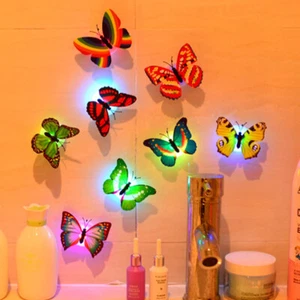 5PCS Stick Butterfly LED Lamp Night Light Room Party Wall Decoration Lights - Picture 1 of 10