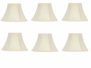 6 Inch Set Of 6 Chandelier Lamp Shades Eggshell Silk - Picture 1 of 3