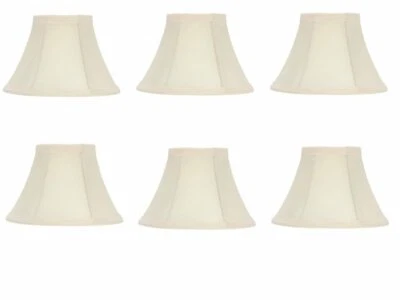 6 Inch Set Of 6 Chandelier Lamp Shades Eggshell Silk - Image 1 of 3