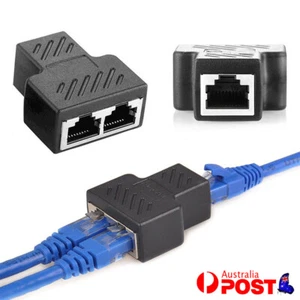 RJ45 Ethernet LAN Network Y Splitter Double Adapter Cable Connector For CAT5/6/7 - Picture 1 of 11